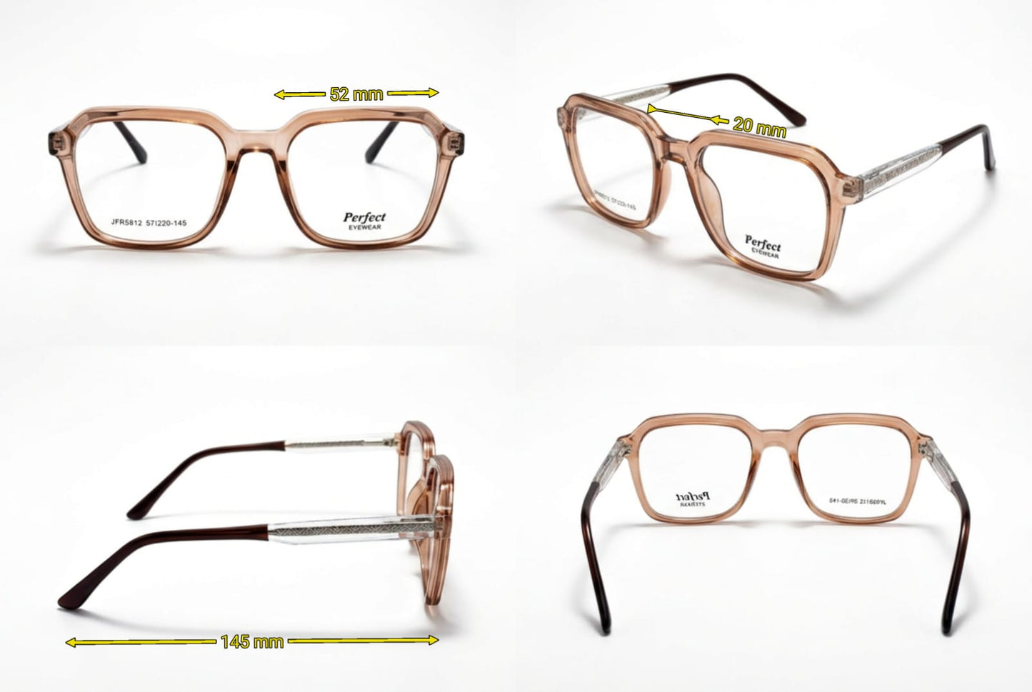 Transparent Peach Square Eyeglass Frame