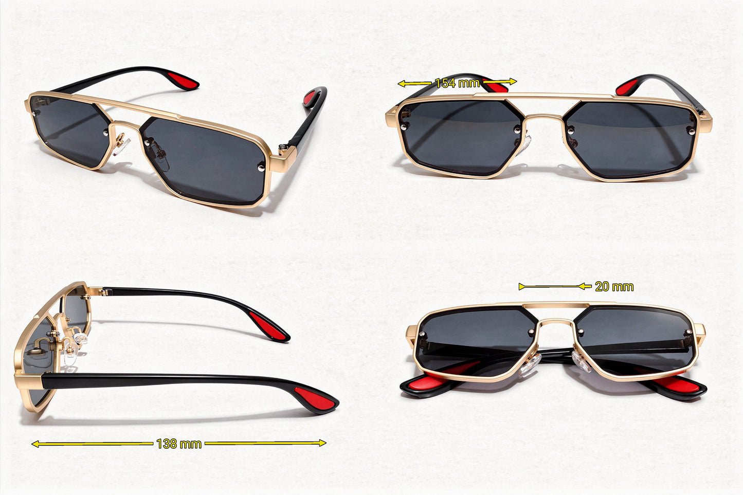 Gold Rectangular Sunglasses