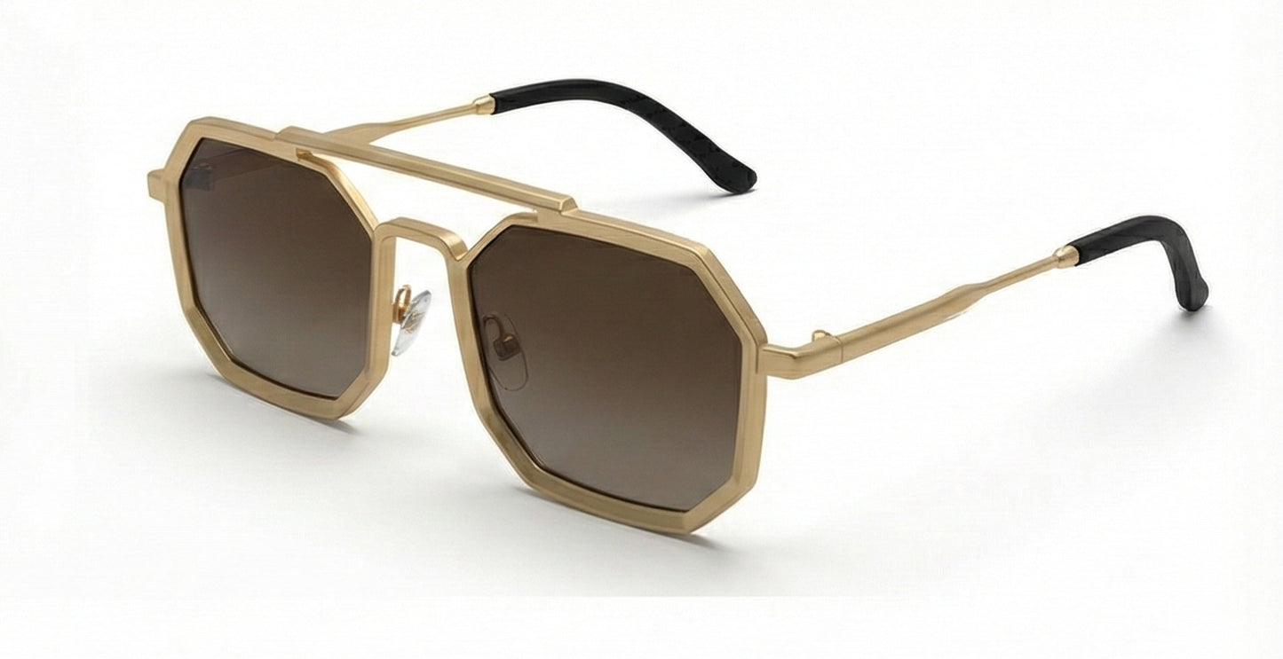 Gold Metal Geometric Sunglasses