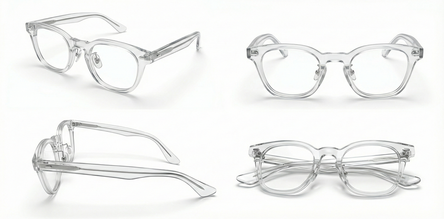 Clear Crystal Square Eyeglass Frame