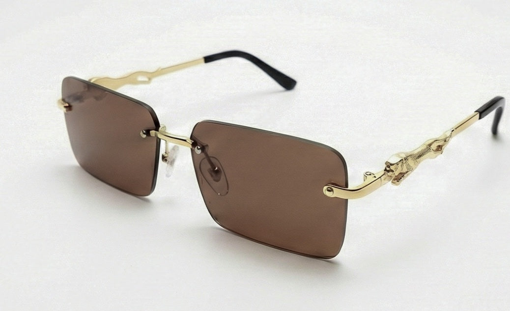 Rimless Square Brown Sunglasses
