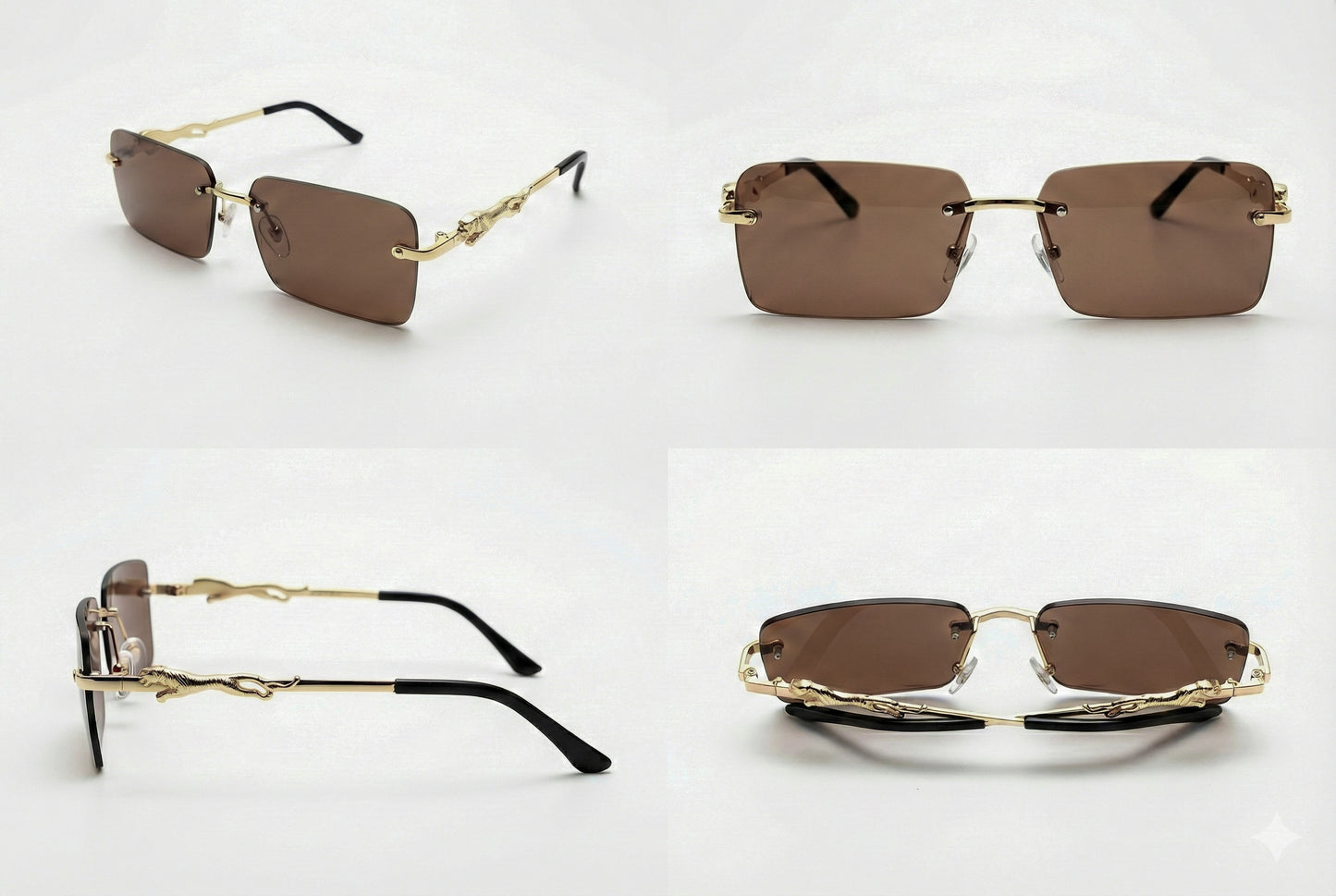 Rimless Square Brown Sunglasses