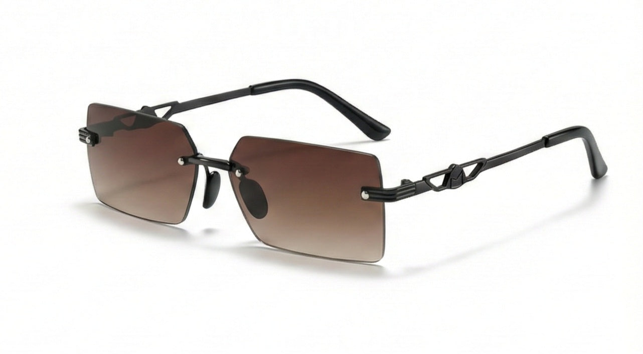 Rimless Square Brown Sunglasses