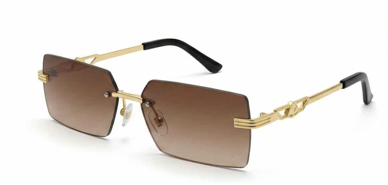 Rimless Square Brown Sunglasses