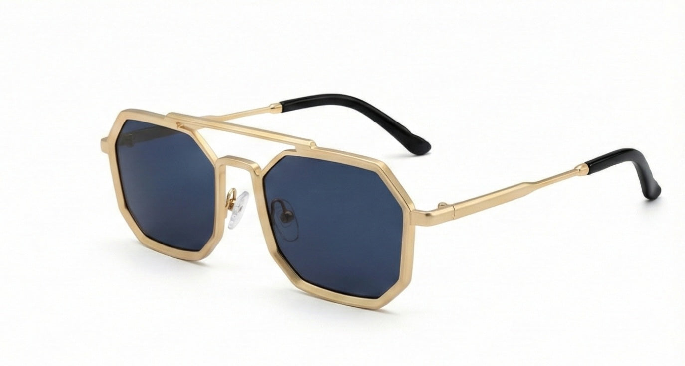 Gold Metal Geometric Sunglasses