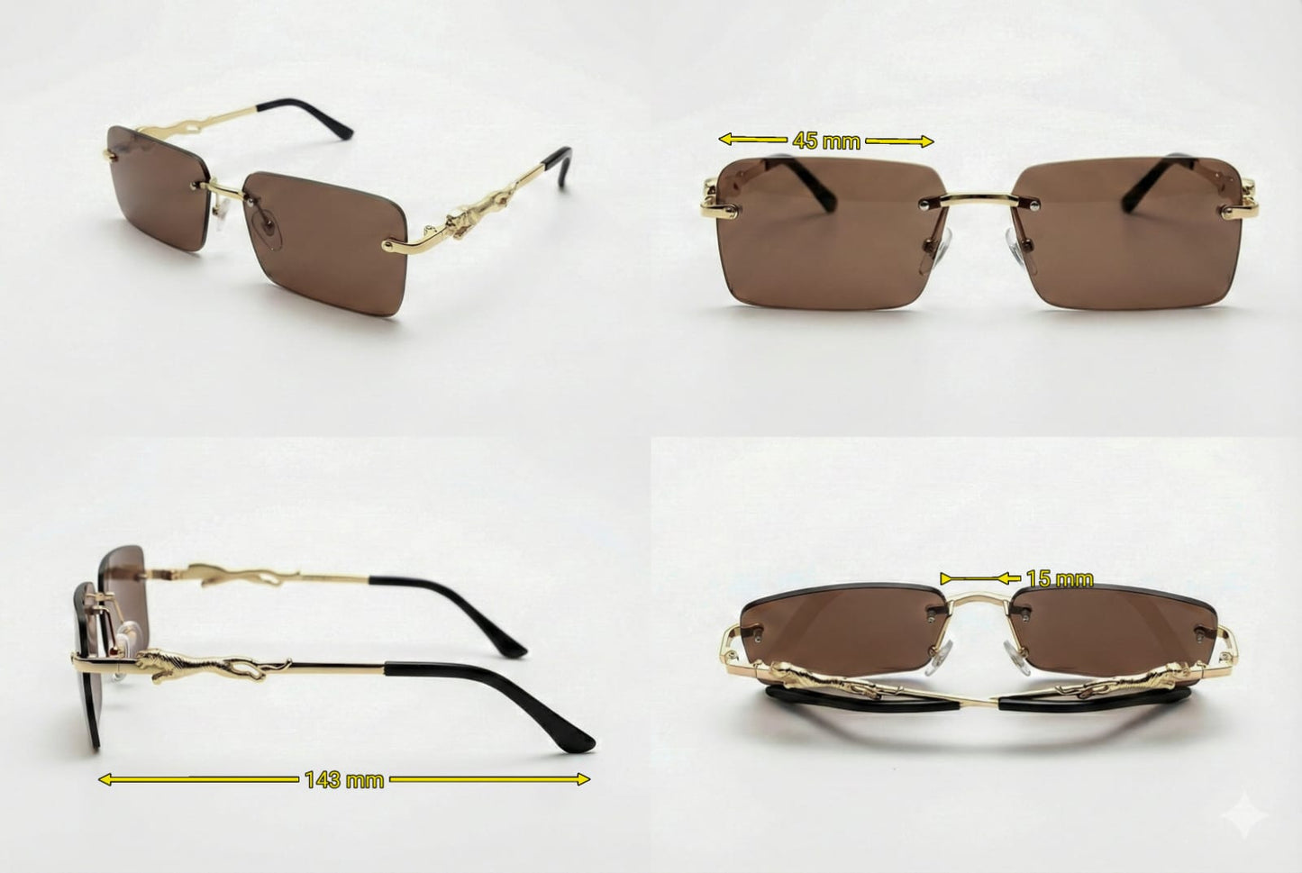 Rimless Square Brown Sunglasses