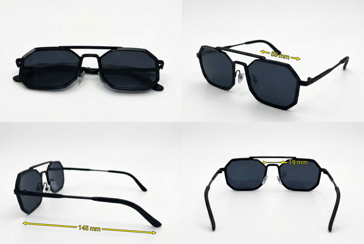 Gold Metal Geometric Sunglasses