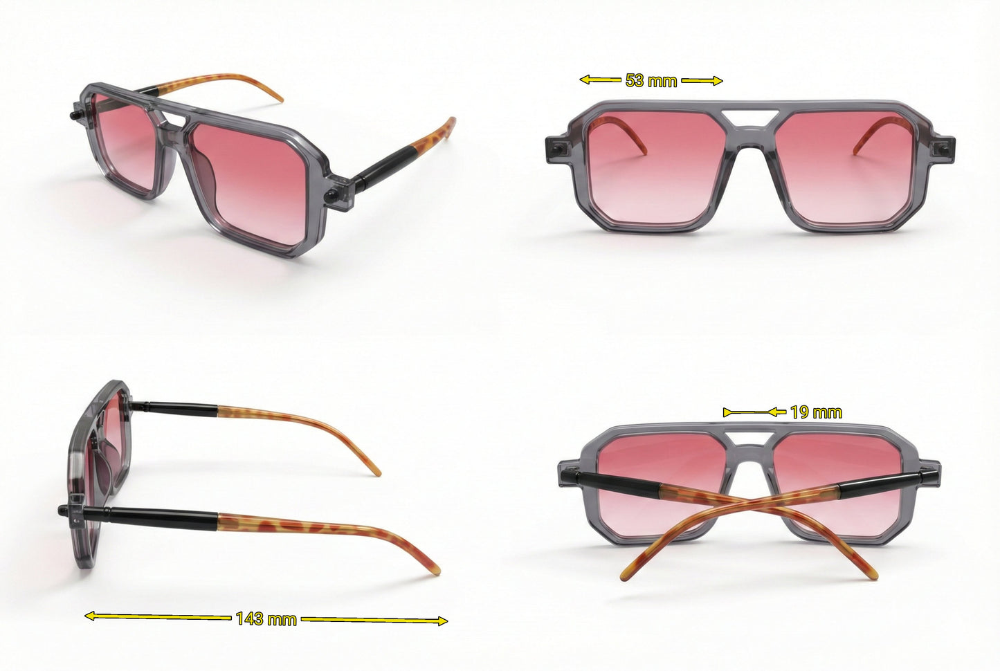 Black Square Grey Sunglasses