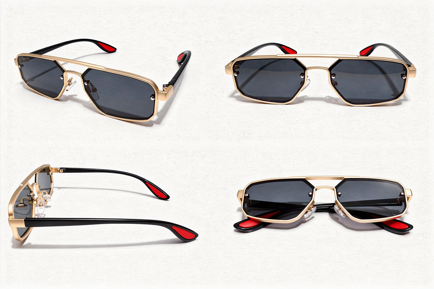 Gold Rectangular Sunglasses