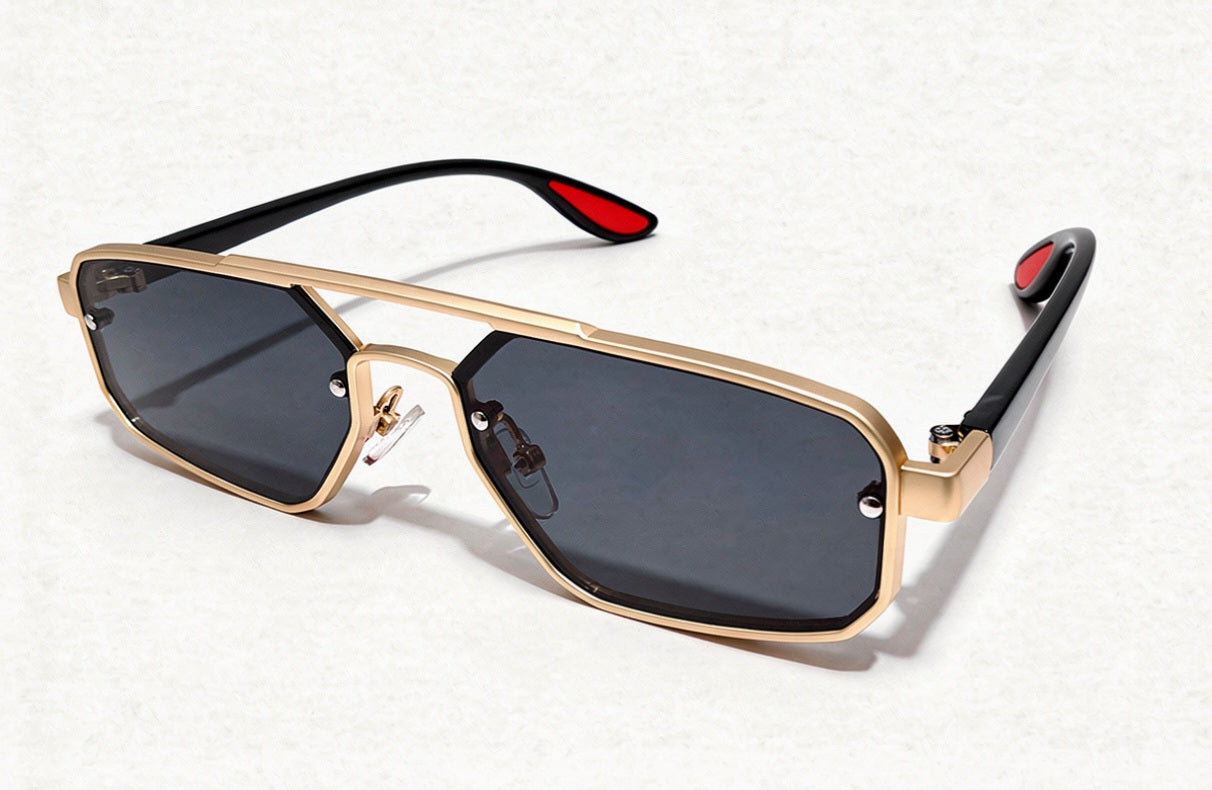 Gold Rectangular Sunglasses