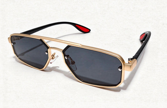 Gold Rectangular Sunglasses