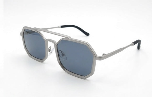 Gold Metal Geometric Sunglasses