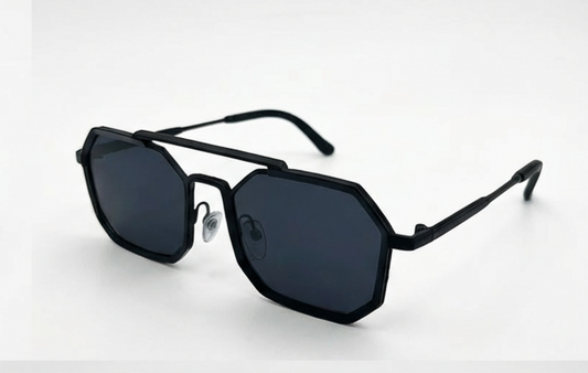 Gold Metal Geometric Sunglasses