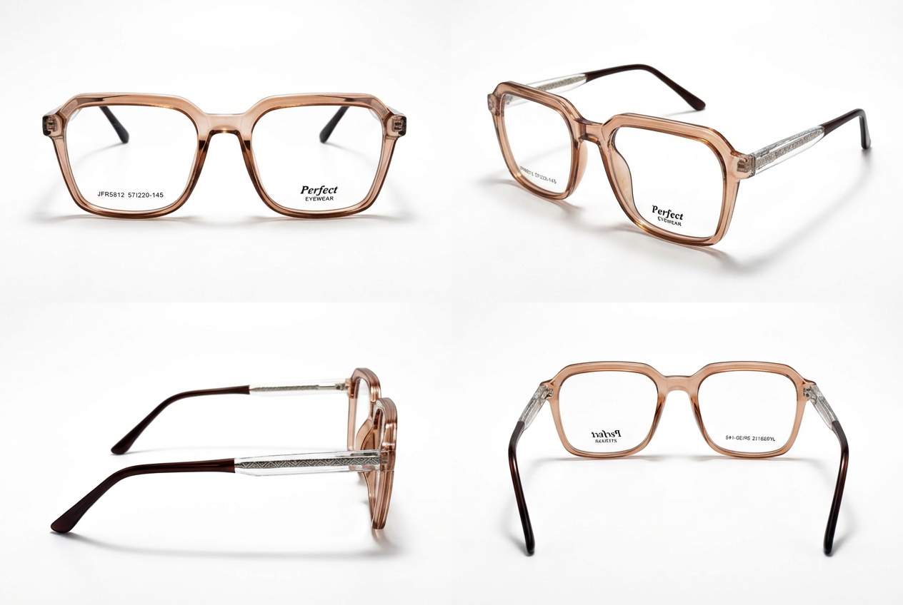 Transparent Peach Square Eyeglass Frame