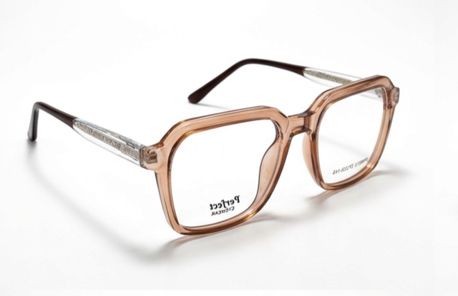 Transparent Peach Square Eyeglass Frame
