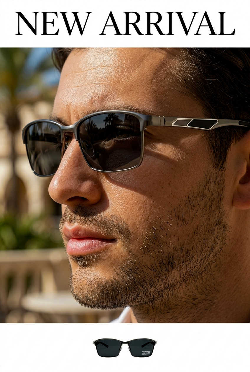 Rectangular metal sunglasses