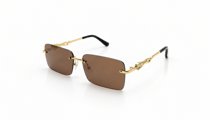 Rimless Square Brown Sunglasses