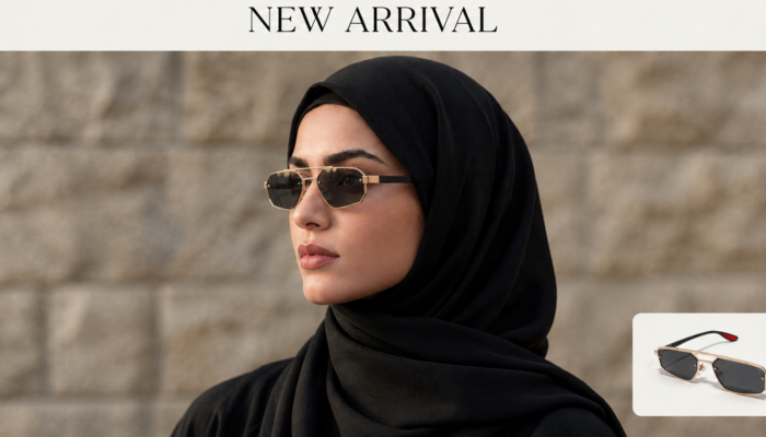 Gold Rectangular Sunglasses