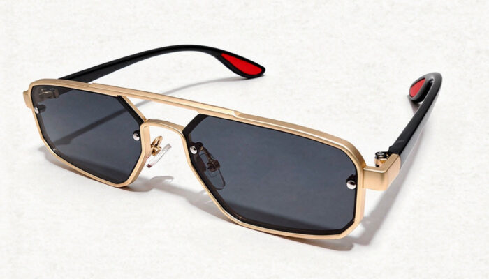 Gold Rectangular Sunglasses - Honey ,Gold