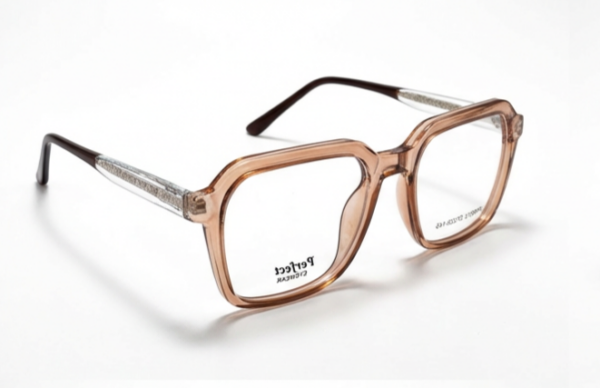 Transparent Peach Square Eyeglass Frame