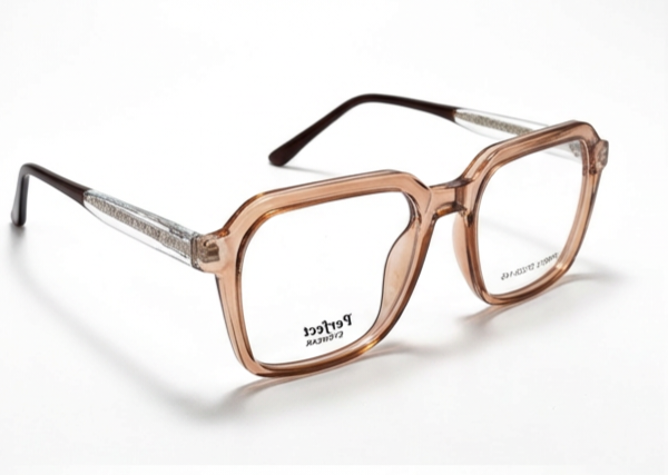 Transparent Peach Square Eyeglass Frame