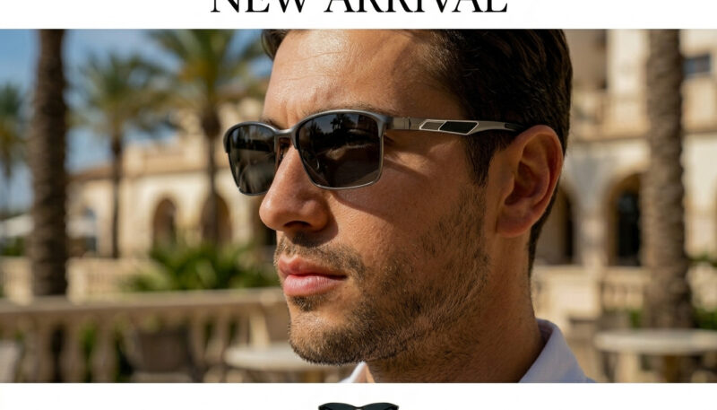 Rectangular metal sunglasses