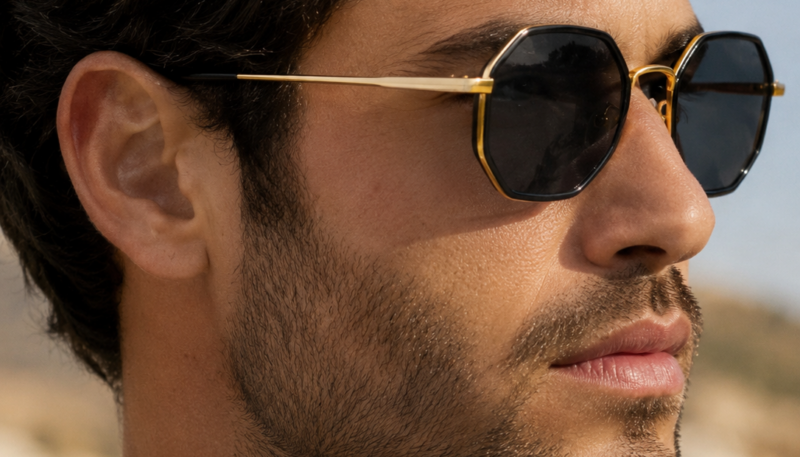 Black & Gold Metal Sunglasses